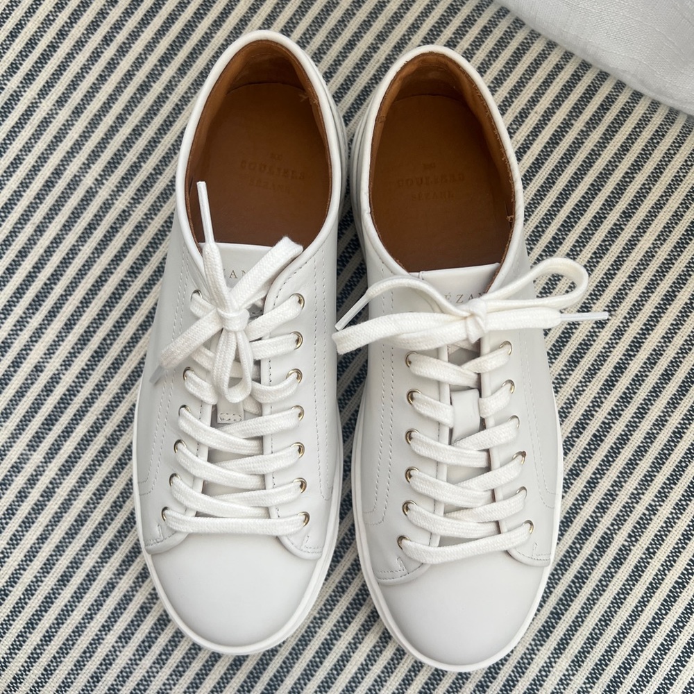 NWOT Sezane Women's White Lace-Up Sneakers